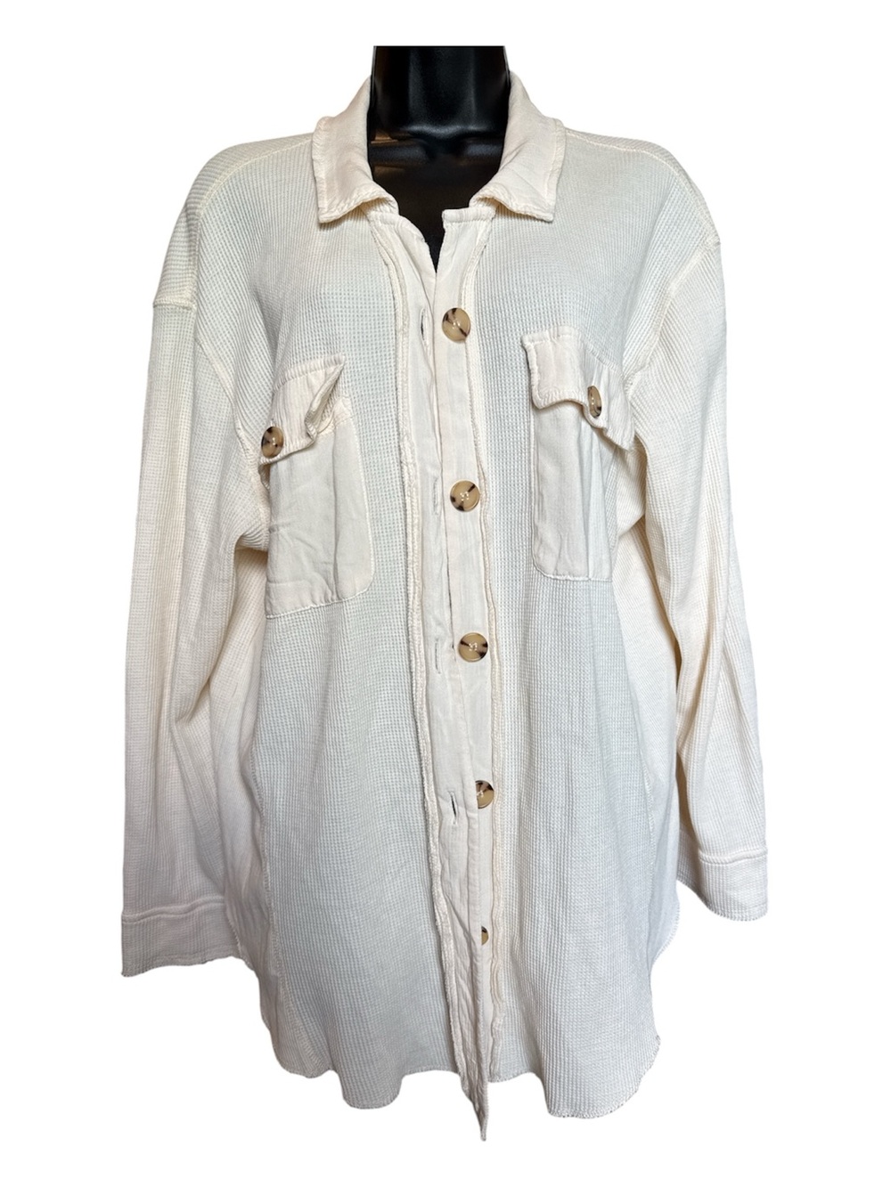 Tribal shacket - cream with brown buttons